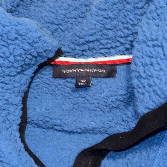 Tommy Hilfiger quarter zip blue teddy sherpa jacket | Sz S - Picture 4 of 5